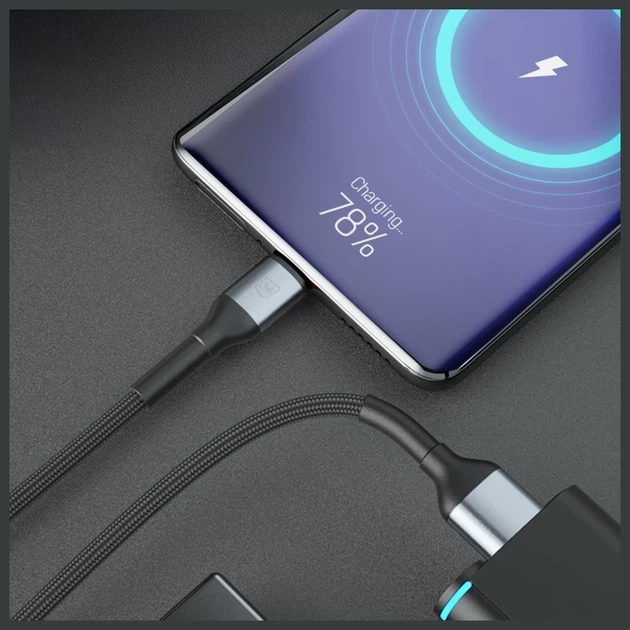 Кабель 3MK Hyper Cable N-SERIES USB-A to USB-C 1m 9V/2A 18W QC 3.0 Black (5903108680318) - Фото 4 Кабель 3MK Hyper Cable N-SERIES USB-A to USB-C 1m 9V/2A 18W QC 3.0 Black (5903108680318) - изображение 4
