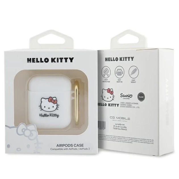 Чехол Hello Kitty Silicone 3D Kitty Head для AirPods 1/2 Белый (Hel000073-0) - изображение 3