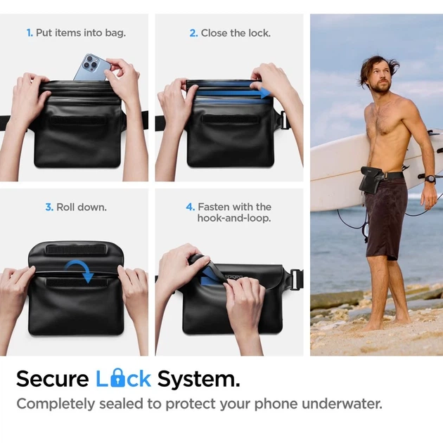 Водонепроницаемый чехол и сумка Spigen A621 Universal Waterproof Case & Waist Bag Black (AMP04533) - Фото 11 Водонепроницаемый чехол и сумка Spigen A621 Universal Waterproof Case & Waist Bag Black (AMP04533) - изображение 11