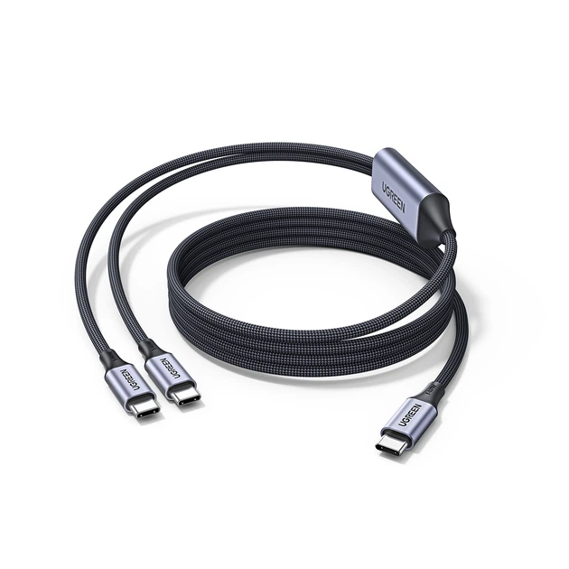 Кабель Ugreen 2в1 USB-C - 2xUSB-C PD 140W 2m Black (75733) - Фото 2 Кабель Ugreen 2в1 USB-C - 2xUSB-C PD 140W 2m Black (75733) - зображення 2