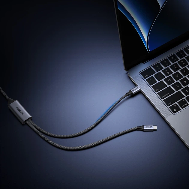 Кабель Ugreen 2в1 USB-C - 2xUSB-C PD 140W 2m Black (75733) - Фото 3 Кабель Ugreen 2в1 USB-C - 2xUSB-C PD 140W 2m Black (75733) - зображення 3