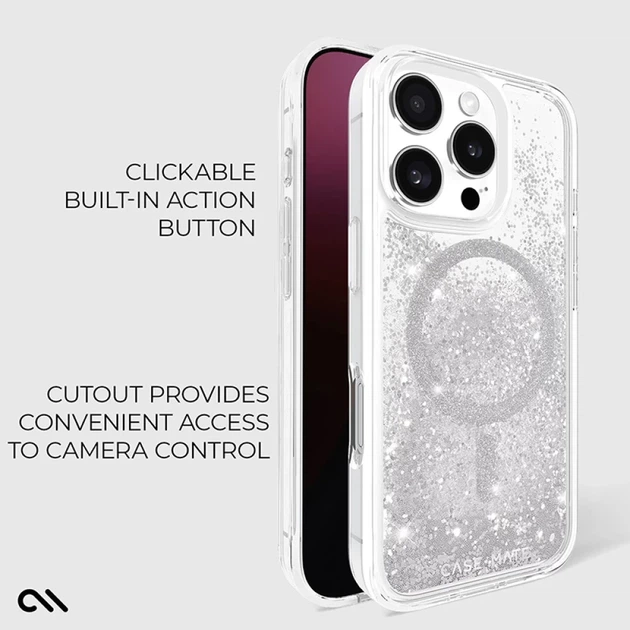 Чехол Case-Mate Waterfall для iPhone 16 Pro Silver with MagSafe (CM054602) - Фото 12 Чехол Case-Mate Waterfall для iPhone 16 Pro Silver with MagSafe (CM054602) - изображение 12
