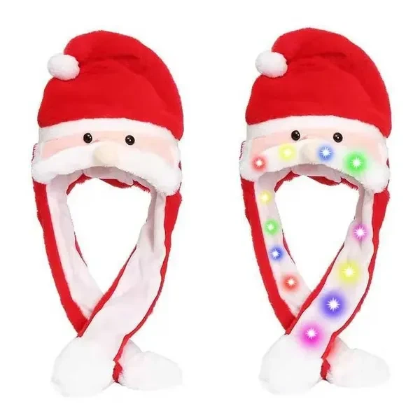 Новогодняя шапка Святого Николая движущиеся ушки подсветка one size Красный - Фото 3 Новогодняя шапка Святого Николая движущиеся ушки подсветка one size Красный - изображение 3