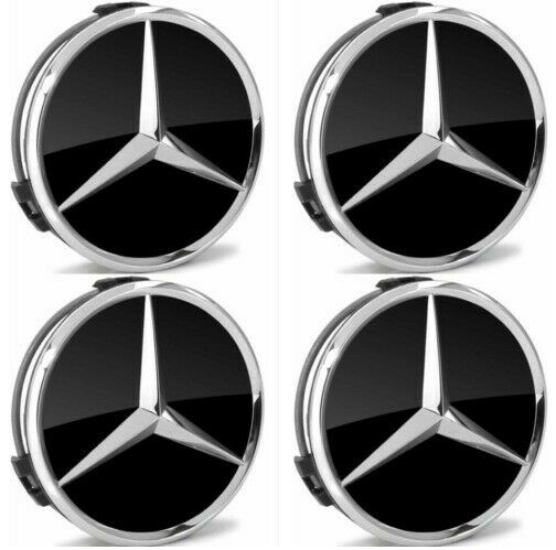 Ковпачки на диски Mercedes Benz Mercedes чорні 75 мм 70 мм глянець мерседес - зображення 5