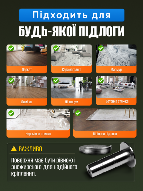 Стопор для дверей ограничитель открывания двери стоппер дверной скрытый фиксатор магнитный напольный стопер 20 мм серебряный магнитные - изображение 4