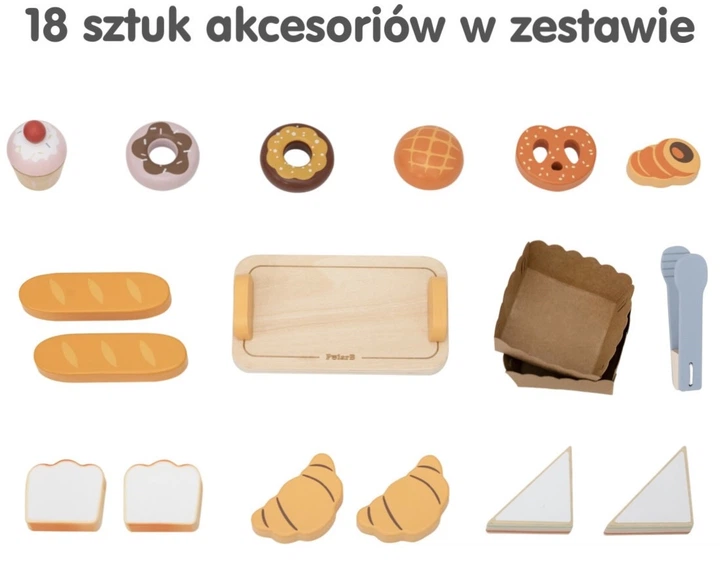 Zestaw do zabawy Viga Drewniana mini piekarnia Sklep z wypiekami 16 el. (44296) (6971608442964) - obraz 4