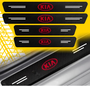 Захисна плівка накладка на пороги для кіа Kia Чорний Карбон наклейки світловідбивні написи - зображення 3