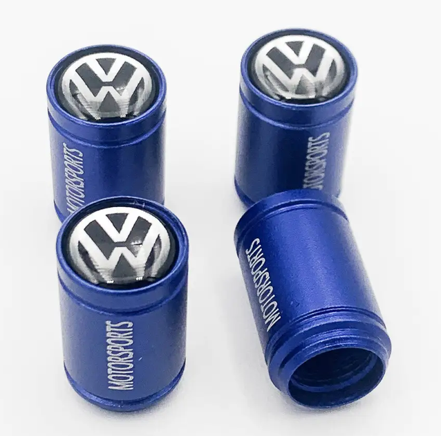Захисні металеві ковпачки на ніпель сині моторспорт подарунковий набір VW фольцваген Volkswagen - зображення 5
