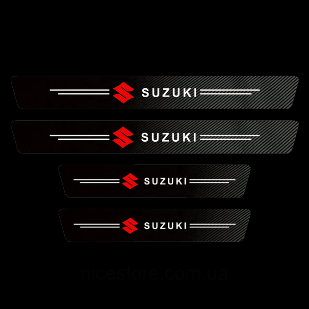 Защитная пленка накладка на пороги для Suzuki сузуки Черный Карбон наклейки светоотражающие надписи - изображение 6