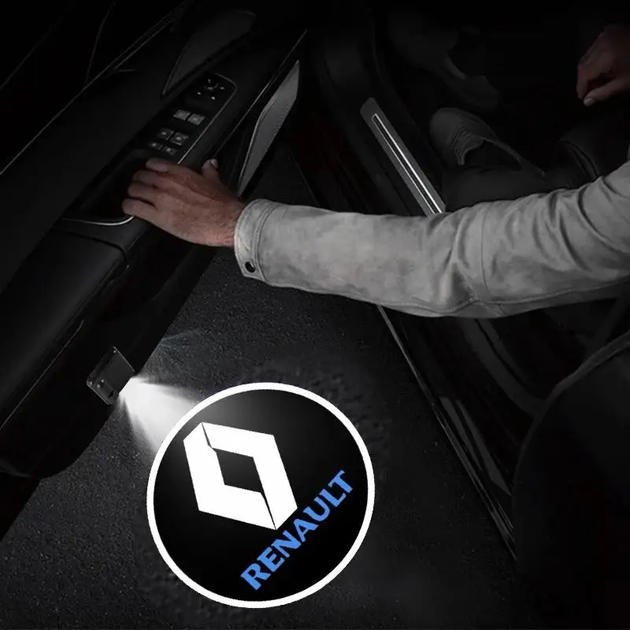Штатная Led подсветка дверей Рено Renault Megane Koleos Laguna Espcase Latitude Talisman 2 штуки стеклянная линза проекция - изображение 2