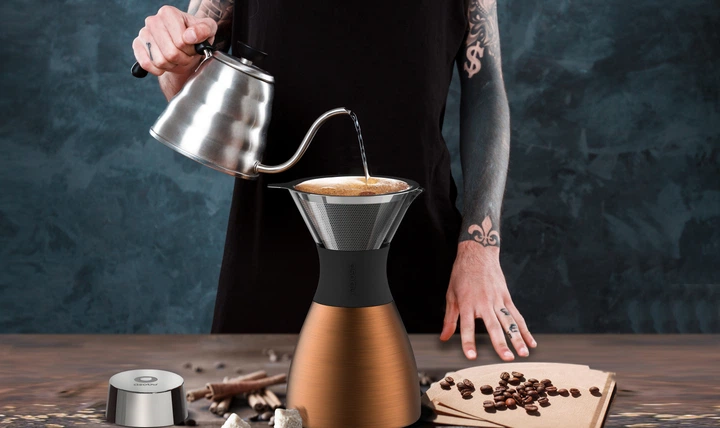 Zestaw do parzenia kawy Asobu Pour Over 1 L z termosem Copper (PO300 COPPER/BLACK) - obraz 9