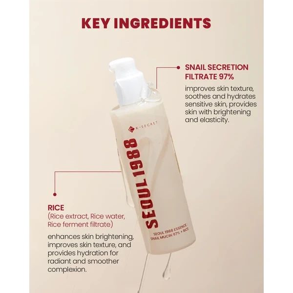 Есенція K-Secret Seoul 1988 Essence Snail Mucin 97% + Rice 100 мл - зображення 5