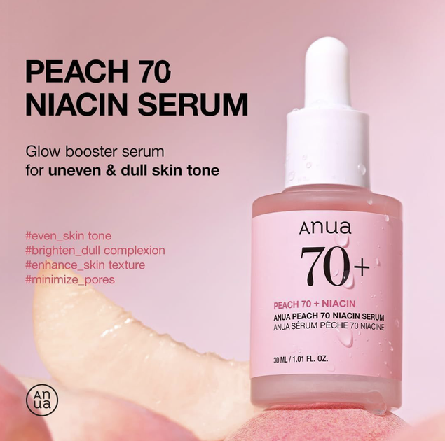 Сироватка Anua, Peach 70% Niacinamide Serum 30ml - Фото 3 Сироватка Anua, Peach 70% Niacinamide Serum 30ml - зображення 3