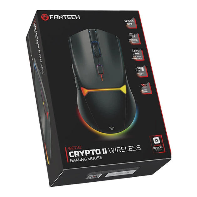 Игровая беспроводная компьютерная USB Мышка Fantech WG7V2 Crypto II (технология Strike Speed) на частоте 2.4GHz с помощью USB адаптера ARGB подсветка с 9 режимами работы Black - изображение 2