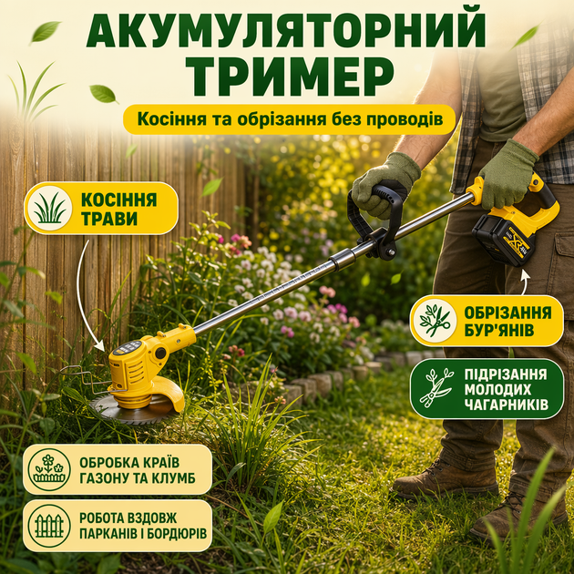 Аккумуляторный садовый триммер DeWalt DCMST164N с 2 аккумуляторами, 48V, 6 Ah - Фото 1 Аккумуляторный садовый триммер DeWalt DCMST164N с 2 аккумуляторами, 48V, 6 Ah - изображение 1