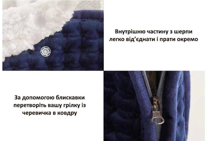 Электрическая грелка для ног 2-в-1 трансформер 24х30х30см 60Вт: 9 режимов тепла, таймер, мягкий флис и шерпа (Синяя) - изображение 6