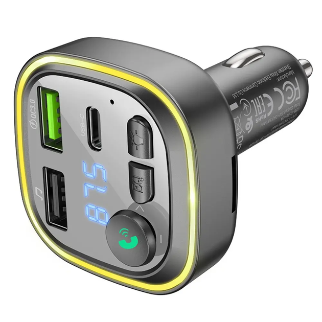 Автомобільний FM-трансмітер BOROFONE BC48 Broad QC3.0 car BT5.0 FM transmitter 18W Black (6941991104039) - зображення 3