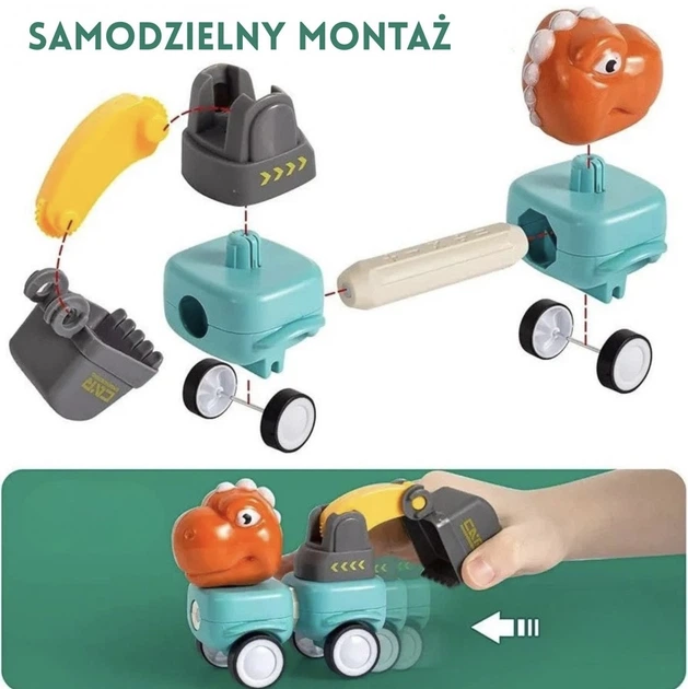 Klocki Magnetyczne Woopie Dinozaury Konstrukcyjne Zestaw 84 elementy (41008) (5906280651008) - obraz 4