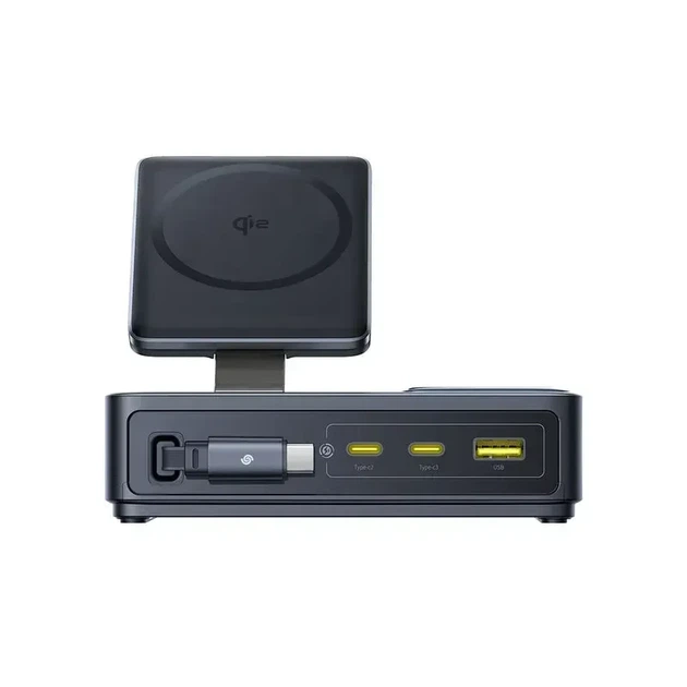 Сетевое зарядное устройство Baseus Nomos 5-in-1 Qi2 Desktop Charger with 100W Retractable Type-C Cable & 15W MagSafe Wireless Charging CCNMS140 Black - изображение 3