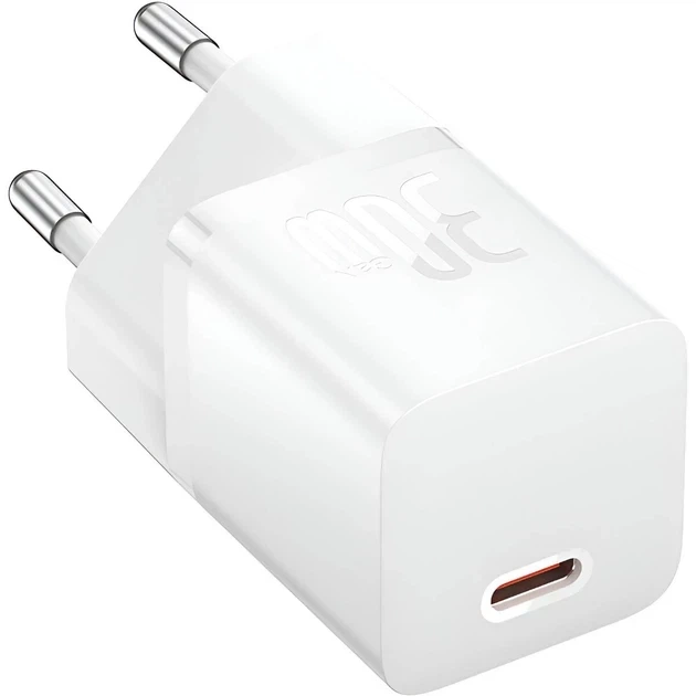 Сетевое зарядное устройство Baseus GaN5 Mini Fast Charger 1Type-C 30W+ Cable Type-C to Type-C 100W 1m P10110902213-00 White - Фото 2 Сетевое зарядное устройство Baseus GaN5 Mini Fast Charger 1Type-C 30W+ Cable Type-C to Type-C 100W 1m P10110902213-00 White - изображение 2