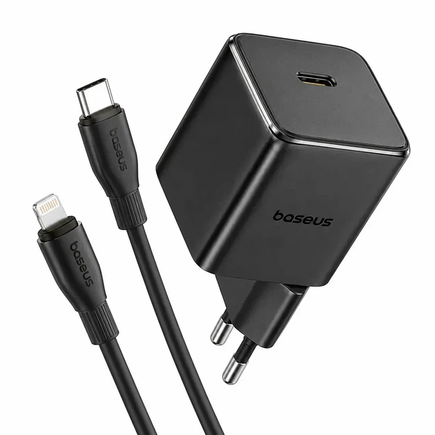 Сетевое зарядное устройство Baseus Palm Fast Charger Type-C 20W with Cable Type-C to Lightning E0116401 Black - Фото 2 Сетевое зарядное устройство Baseus Palm Fast Charger Type-C 20W with Cable Type-C to Lightning E0116401 Black - изображение 2