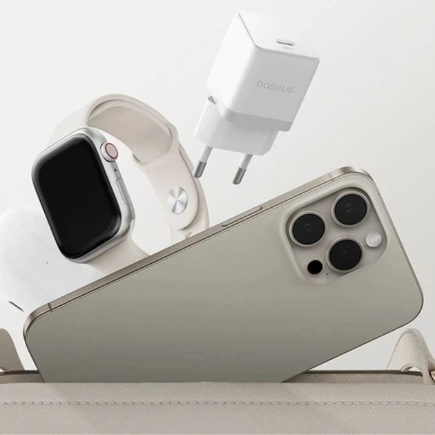 Мережевий зарядний пристрій Baseus Palm Fast Charger Type-C 20W with Cable Type-C to Lightning E0116400 White - зображення 8