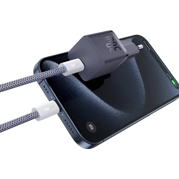 Сетевое зарядное устройство Baseus GaN5 Mini Fast Charger 1Type-C 30W+ Cable Type-C to Type-C 100W 1m P10110902523-00 Purple - Фото 3 Сетевое зарядное устройство Baseus GaN5 Mini Fast Charger 1Type-C 30W+ Cable Type-C to Type-C 100W 1m P10110902523-00 Purple - изображение 3