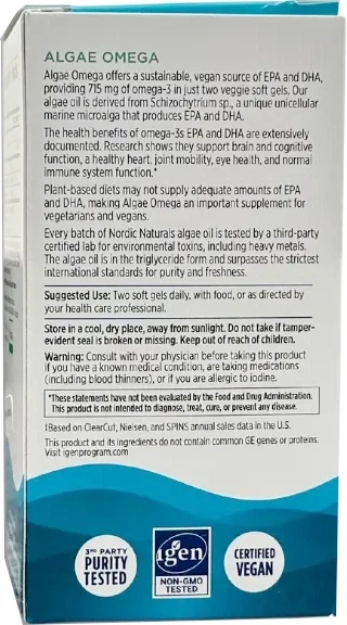 Омега з водоростей Nordic Naturals Algae Omega 715 мг 120 м'яких капсул (768990016189) - зображення 3