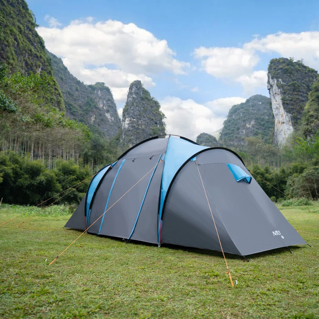 Кемпінгова палатка NILS CAMP NC6431 HIGHLAND IV сіро-блакитний - зображення 15