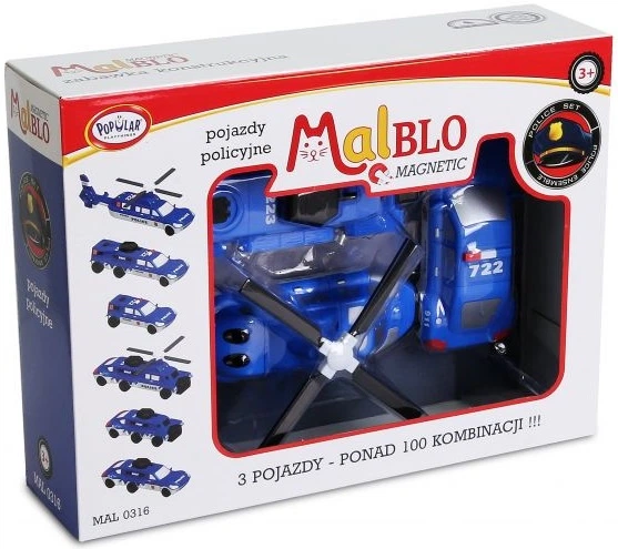Zestaw zabawek magnetycznych MalBlo Magnetic Pojazdy Policyjne MAL 0316 (755828603161) - obraz 6