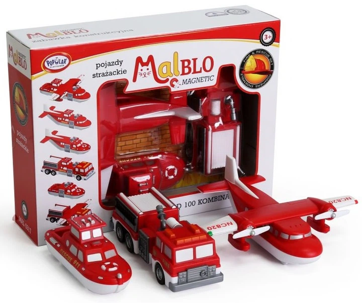 Zestaw zabawek magnetycznych MalBlo Magnetic Pojazdy Strażackie MAL 0317 (755828603178) - obraz 5