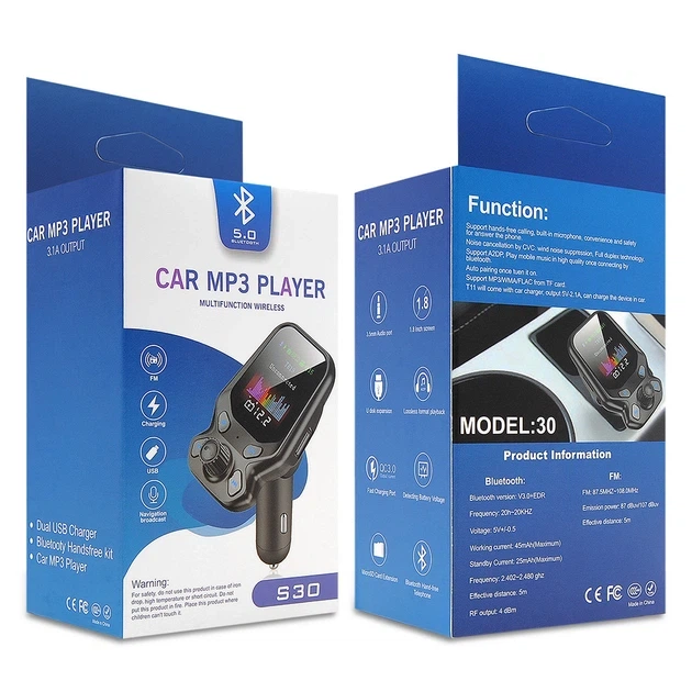 FM модулятор MP3 с Bluetooth 5.0 и ЖК-дисплеем — S30 Black (778593) - изображение 4