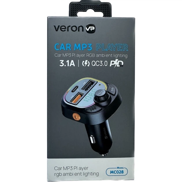 FM модулятор MP3 с Bluetooth 5.0 — Veron MC028 Mix Color (771336) - изображение 3