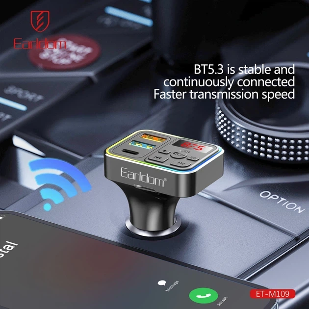 FM модулятор MP3 с двумя USB и Type-C — Earldom ET-M109 Black (788335) - изображение 3