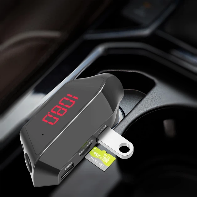 FM модулятор MP3 с Bluetooth 5.3 и двумя USB — Earldom ET-M111 Black (786272) - изображение 6