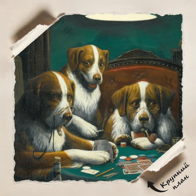 Постер Собаки играют в покер, Кассиус Кулидж, Cassius Coolidge, Dogs Playing Poker, A3 30×36 см (id1001) - изображение 4