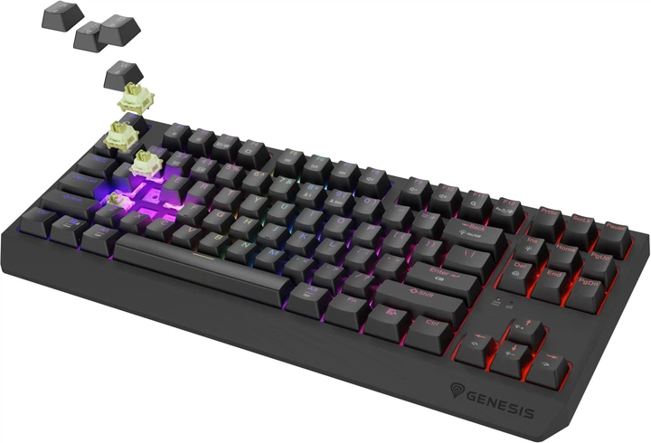 Klawiatura przewodowa Genesis Thor 230 TKL Wireless Outemu Silent Lemon Black (NKG-2108) - obraz 6
