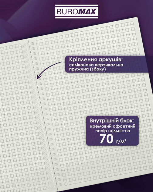 Тетрадь для записей Buromax Arabeski В5 80 листов в клетку пластиковая обложка (BM.2586-48) - изображение 5