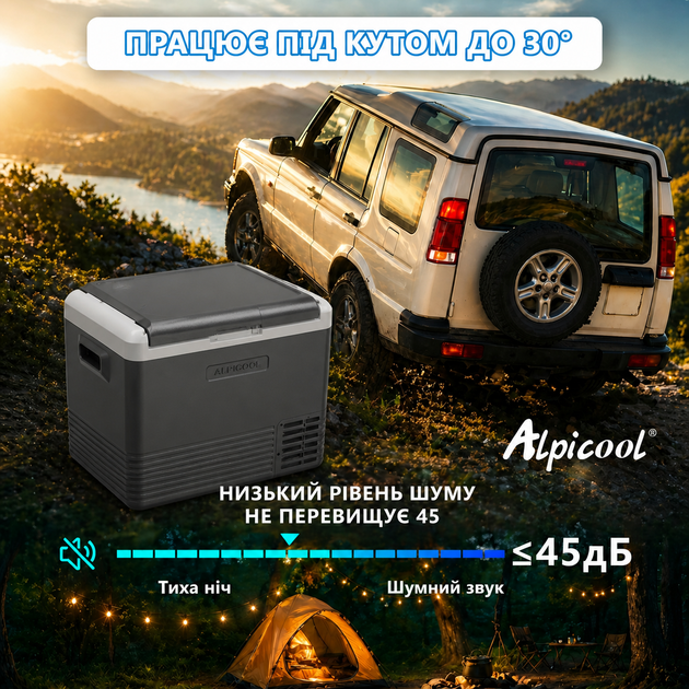 Автомобильный компрессорный холодильник Alpicool CL50G 45 л Портативный двухкамерный автохолодильник с компрессором LG морозильной камерой до -20°C - изображение 9