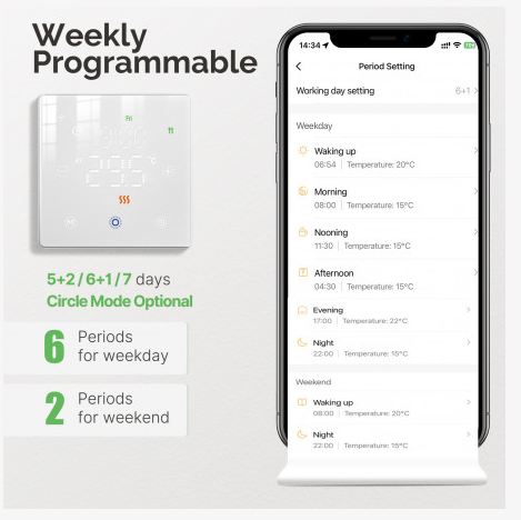 WiFi термостат MOES Tuya Smart Life WHT-S03, беспроводной, на батарейках, управление со смартфона, Alexa/Google Home, белый - Фото 5 WiFi термостат MOES Tuya Smart Life WHT-S03, беспроводной, на батарейках, управление со смартфона, Alexa/Google Home, белый - изображение 5