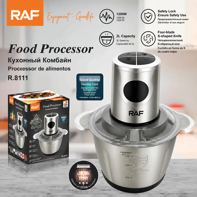 Кухонный измельчитель RAF R.3416 • металлический чоппер для овощей, мяса, орехов - изображение 2