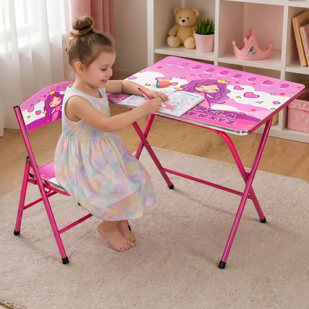 Детский столик Bambi X-399 складной 60×40 см фиолетовый для рисования и игр - Фото 3 Детский столик Bambi X-399 складной 60×40 см фиолетовый для рисования и игр - изображение 3