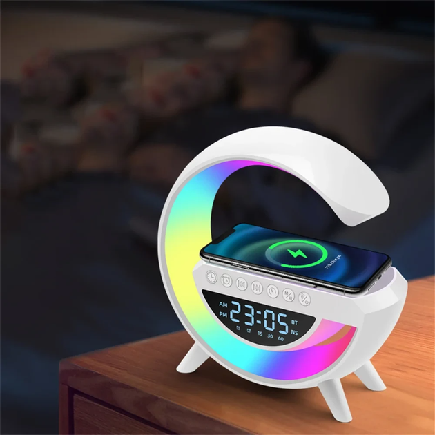 Настільна смарт лампа-нічник з бездротовою зарядкою та Bluetooth-колонкою G-SmartLED RGB Night Light - зображення 8