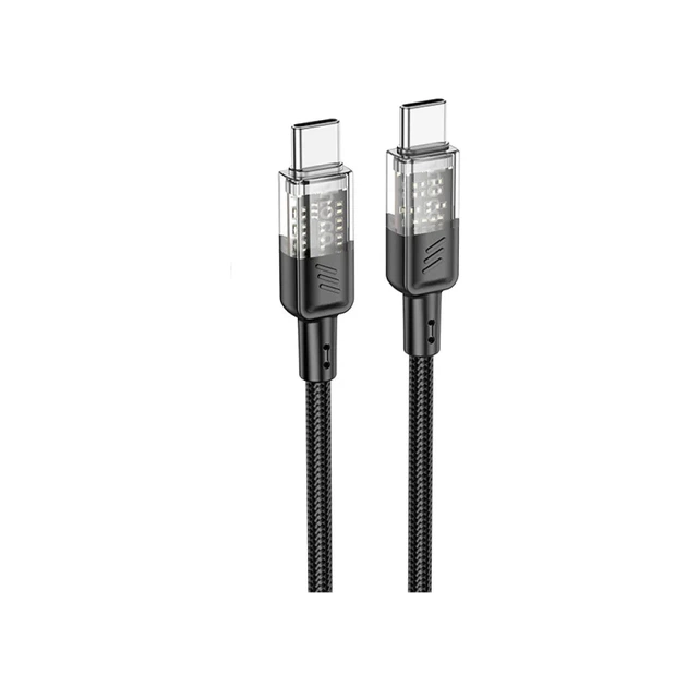 Кабель HOCO U129 Spirit USB Type-C to USB Type-C 60W, прозрачный кабель для быстрой зарядки и передачи данных, 1.2 м, черный - Фото 2 Кабель HOCO U129 Spirit USB Type-C to USB Type-C 60W, прозрачный кабель для быстрой зарядки и передачи данных, 1.2 м, черный - изображение 2