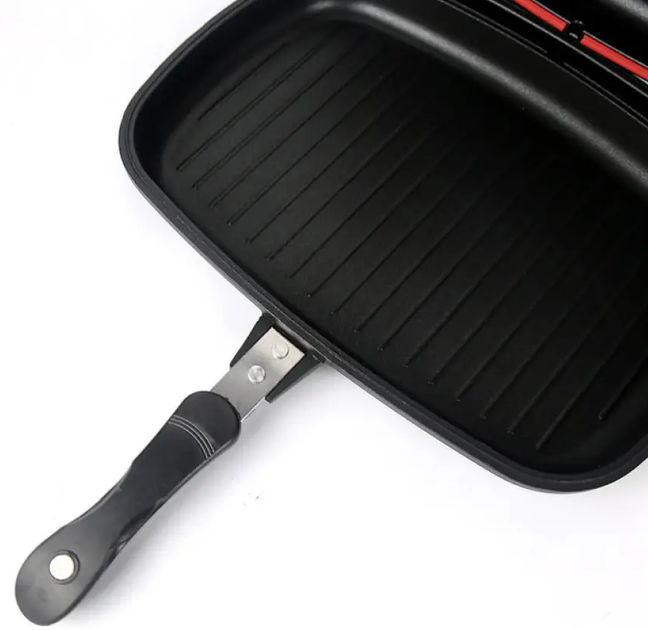 Сковорода гриль подвійна 32 см, / Антипригарна сковорідка гриль Double grill Pan (L) - зображення 9