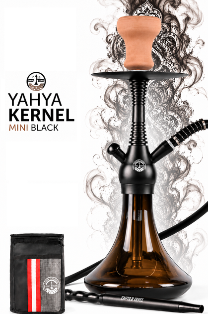 Кальян Yahya Kernel Mini Black 43 см, нержавеющая сталь + анодированный алюминий, клик, полный комплект - Фото 1 Кальян Yahya Kernel Mini Black 43 см, нержавеющая сталь + анодированный алюминий, клик, полный комплект - изображение 1