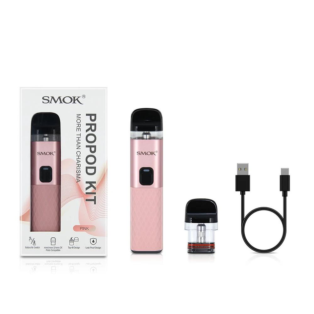 POD-система электронная сигарета Smok PROPOD KIT Pink под система 800 мАч Смок Пропод Кит электронка до 22 Вт с верхней заправкой 2 мл розовая - изображение 3