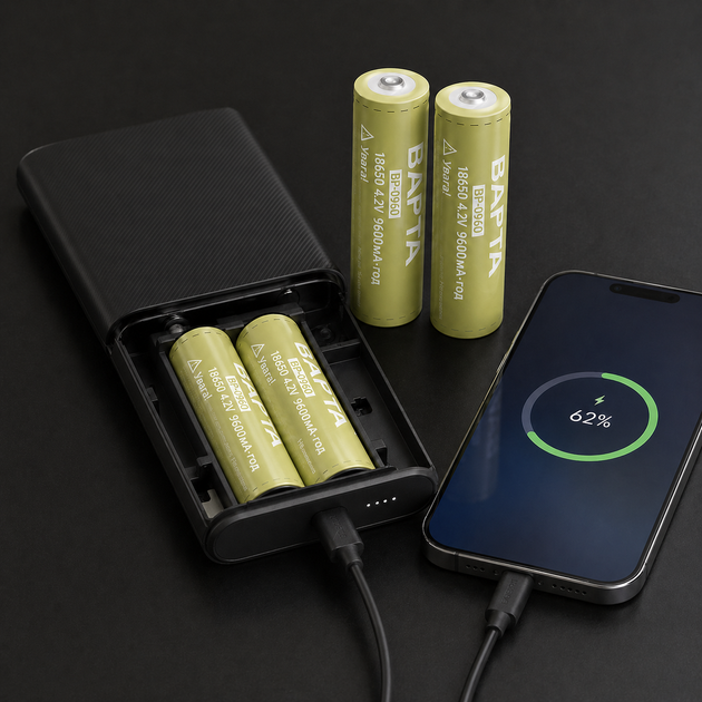 Акумулятор BAPTA BP-0960 18650 9600 мАч для LED пристроїв та портативної електроніки - Фото 4 Акумулятор BAPTA BP-0960 18650 9600 мАч для LED пристроїв та портативної електроніки - зображення 4
