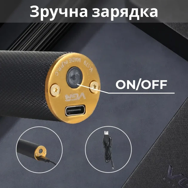 Тример VGR акумуляторний 10 Вт 3 насадки для стрижки машинка для волосся бороди моделювання окантування чорний чоловічий бездротовий USB подарунок чоловіку татові - зображення 6