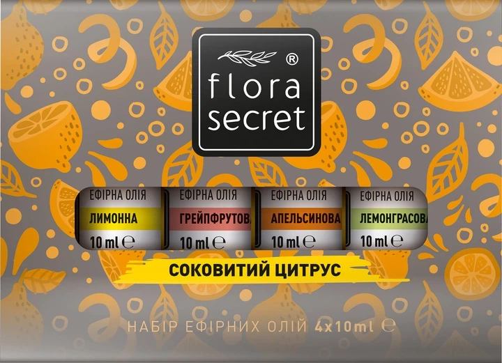 Набір ефірних олій «Соковитий цитрус» Flora Secret 4х10мл - Фото 1 Набір ефірних олій «Соковитий цитрус» Flora Secret 4х10мл - изображение 1